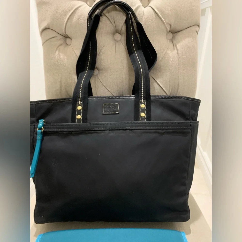 COACH Black Turquoise Nylon Diaper Bag